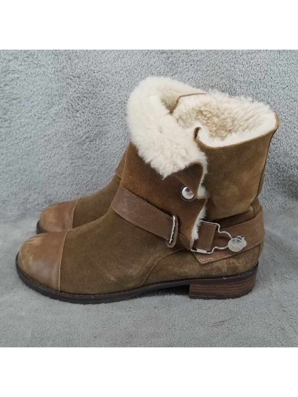 Matt Bernson Shoes Womens Size 8.5 Brown Suede Shearling Tundra Boots *Read*